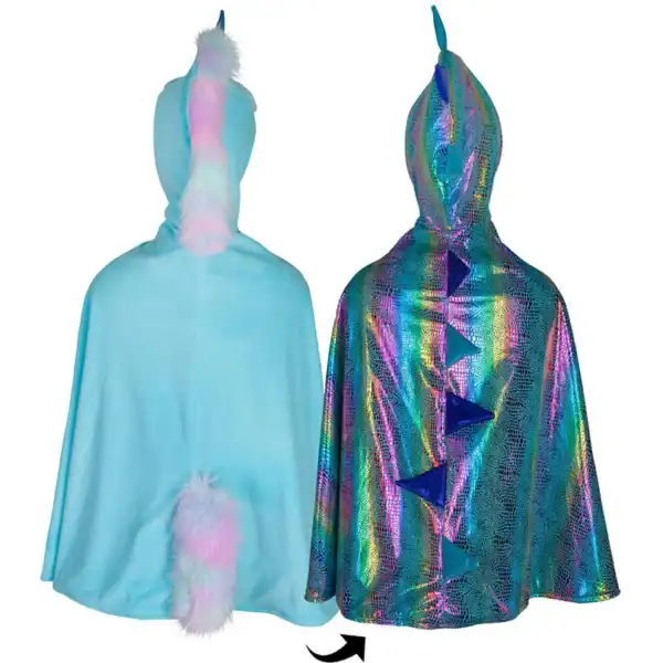 Reversible unicorn and dragon hooded capes