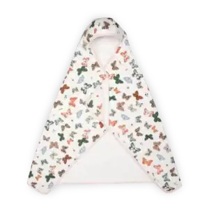 Hooded baby towel with colorful butterfly pattern