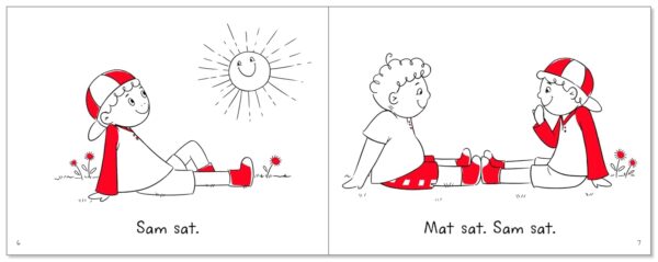 Two kids sitting under the sun, smiling.