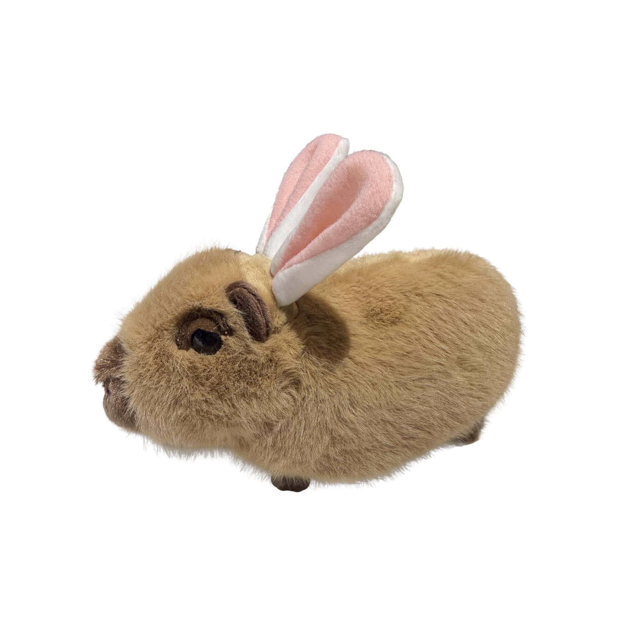 Brown plush hamster with pink bunny ears.