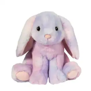Cute pastel plush bunny toy with big ears.