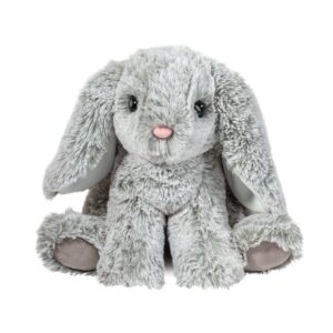 Fluffy gray plush bunny rabbit toy front view.