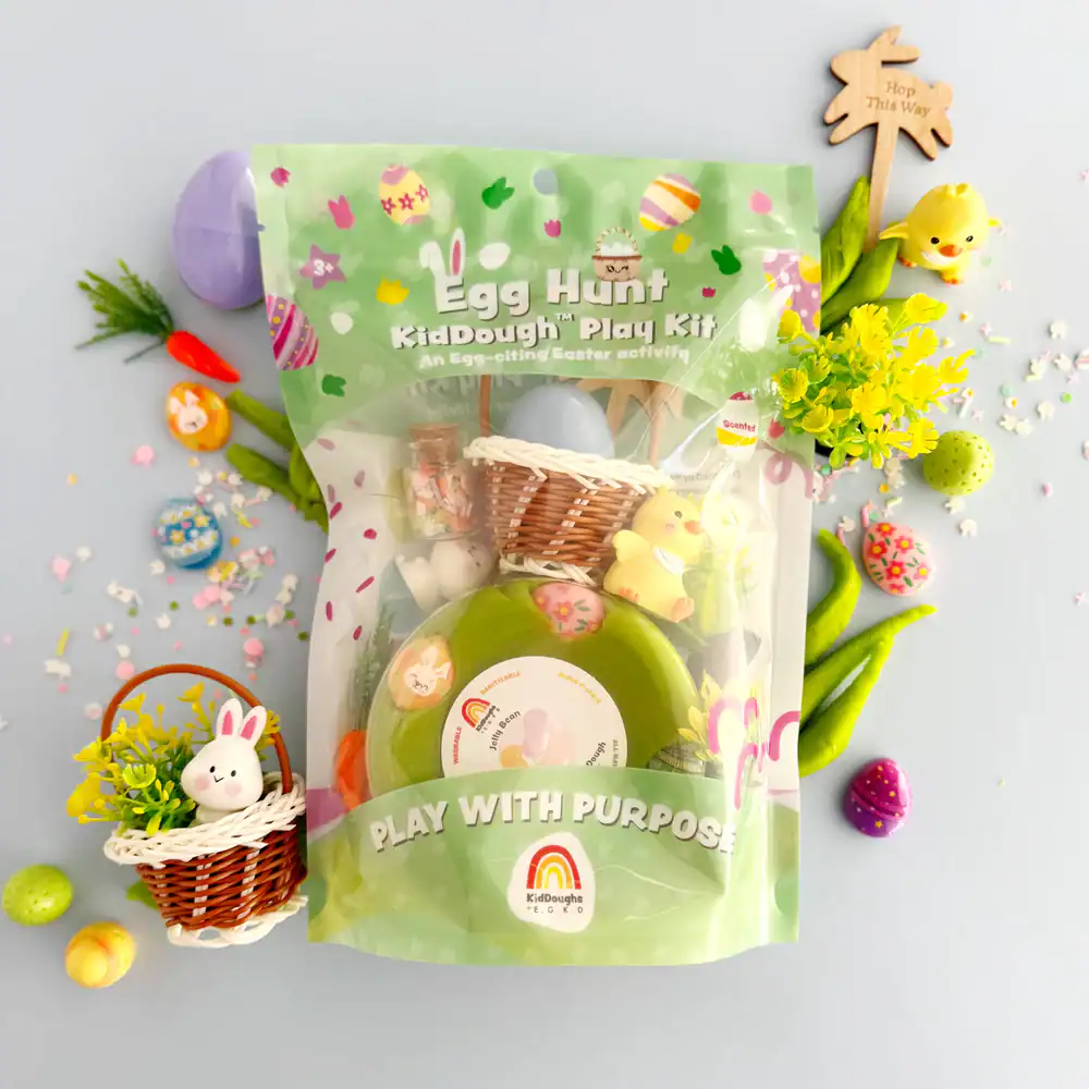Easter-themed play kit with bunny and eggs