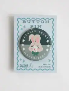 Easter Bunny for President button pin illustration