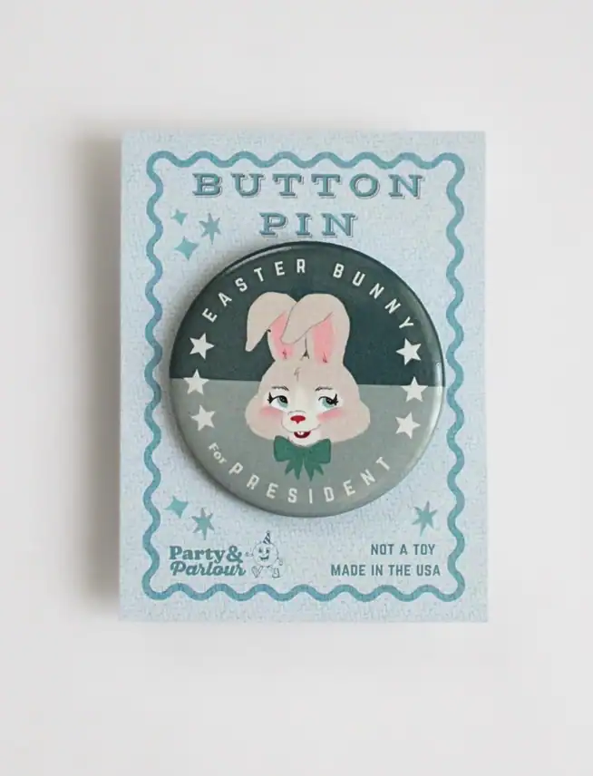 Easter Bunny for President button pin illustration