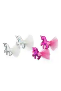 Colorful unicorn hair clips with tulle bows