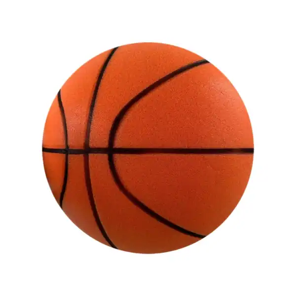 Orange basketball with black lines isolated on white.