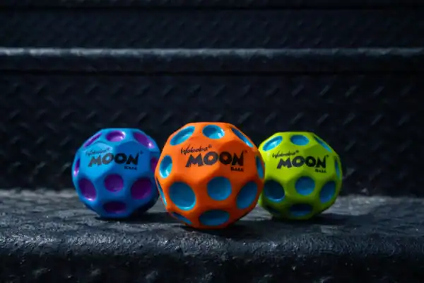 Colorful Waboba Moon Balls on steps