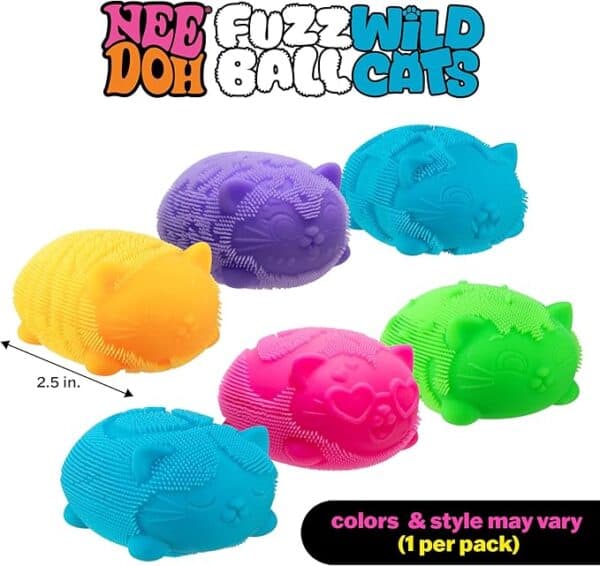 Colorful fuzzy cat toys, various styles available.