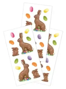 Easter chocolate bunnies and colorful candy eggs.
