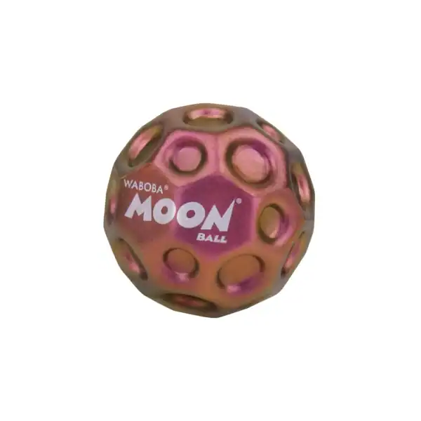 Waboba Moon Ball with craters, pink and gold color.
