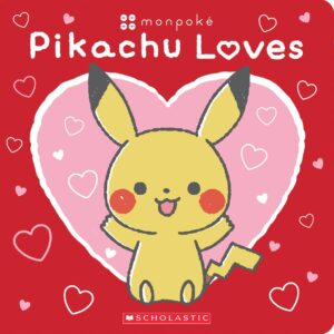 Pikachu with hearts and red background