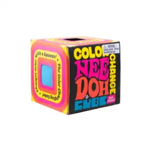 Color-changing Nee Doh cube toy in box
