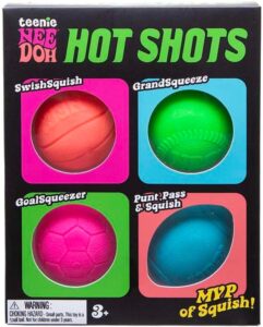 Teenie Nee Doh Hot Shots squishy ball set, 3+.