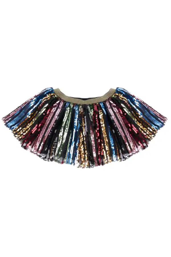 Colorful sequined skirt with stripes