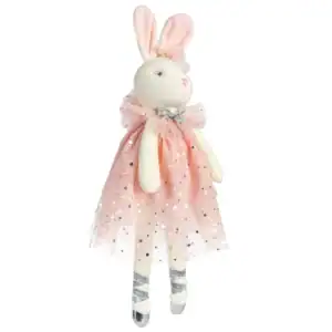 Plush bunny in pink ballerina outfit.