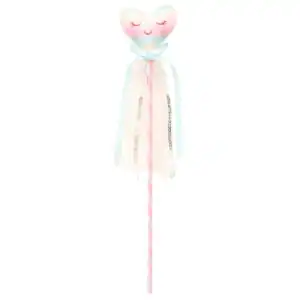 Heart-shaped wand with ribbons and glittery details.