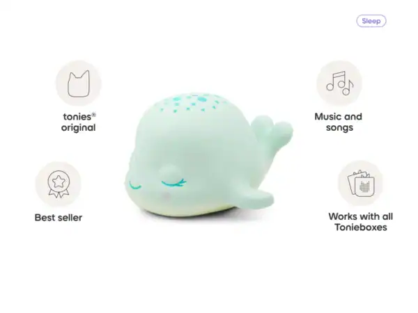 Cute whale toy for Tonieboxes with music.