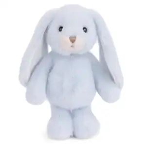 Soft blue bunny stuffed animal with long ears.