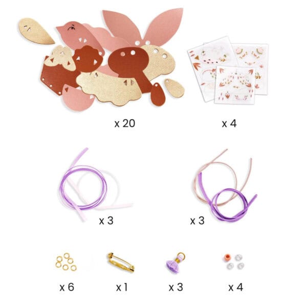 Craft kit materials laid out neatly.