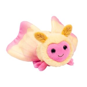 Pink and yellow plush moth toy