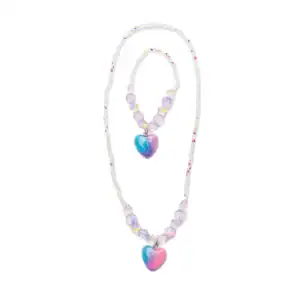Colorful heart necklace and bracelet set
