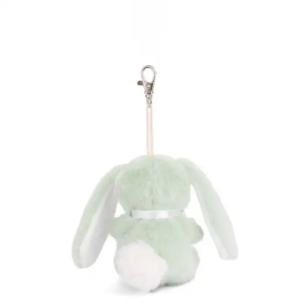 Green plush bunny with keychain clip