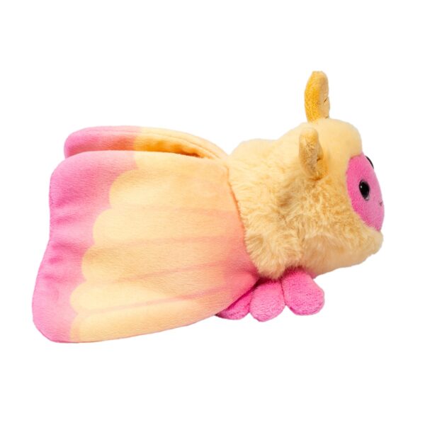 Plush pink and yellow moth toy