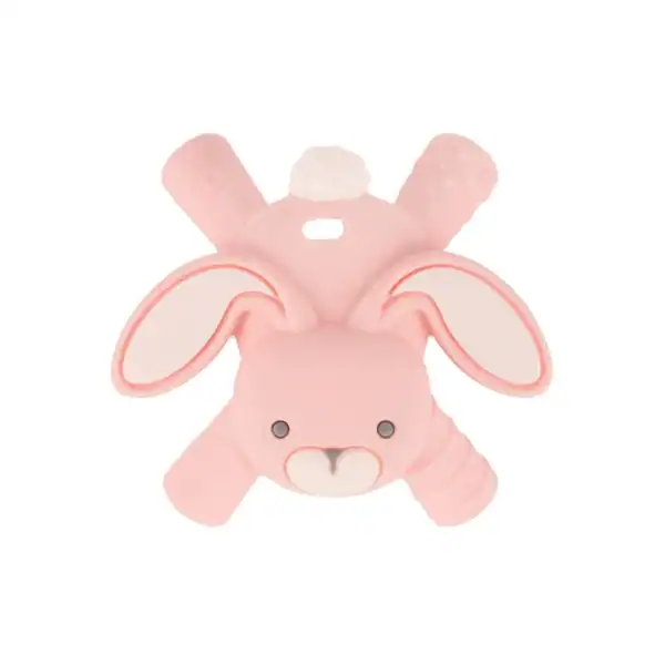 Pink bunny silicone teether toy