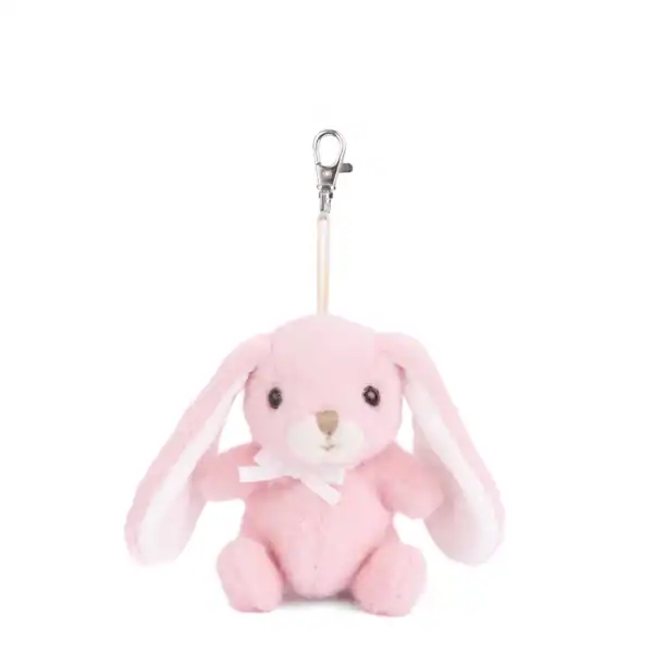Pink plush bunny keychain