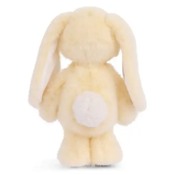 Fuzzy yellow bunny stuffed animal with long ears.