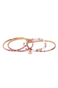 Gold and pink beaded bracelets with star charm