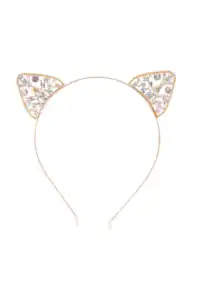 Gold cat-ear headband with iridescent crystals