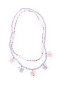 Pastel beaded necklace with butterfly charms