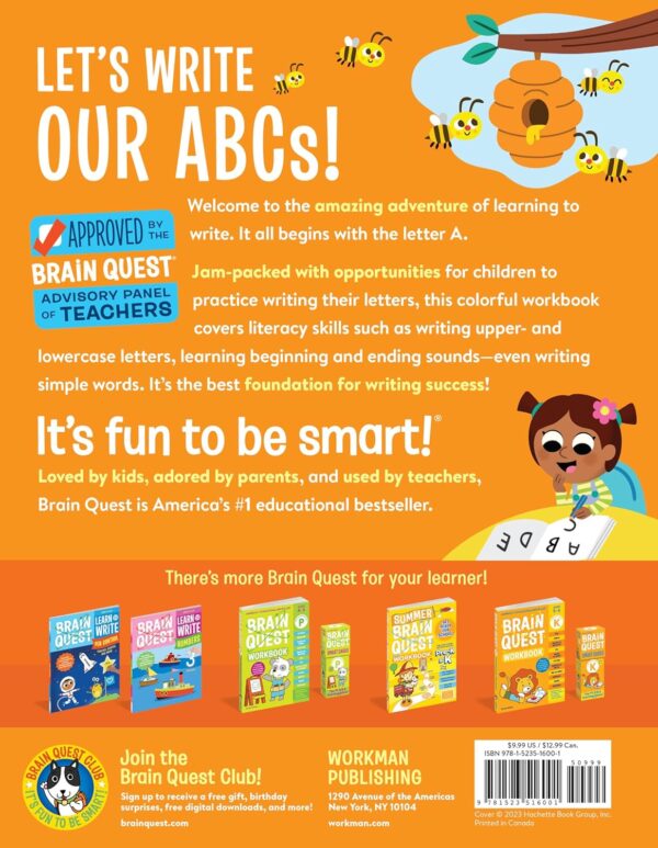 brain quest: learn to write letters workbook