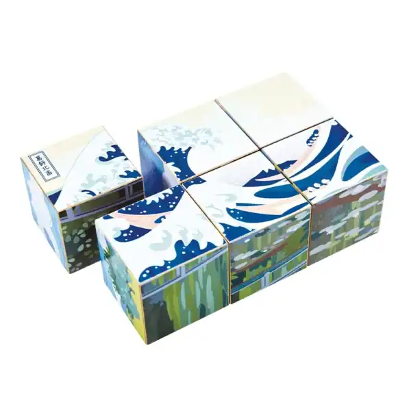 Colorful wave-patterned geometric blocks