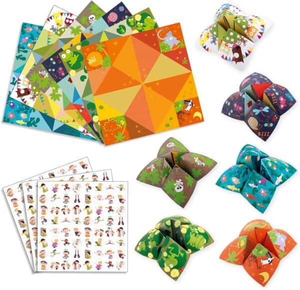 Colorful printable origami fortune teller paper designs