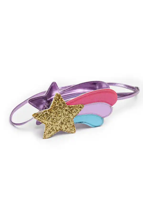 Glittery star and rainbow kids crossbody purse