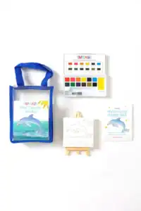 Mini dolphin watercolor art kit with supplies
