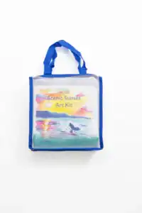 Blue-handled Scenic Sunset art kit tote bag