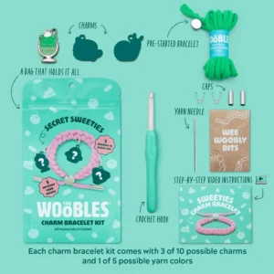 The Woobles charm bracelet kit contents