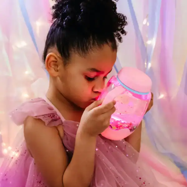 bubblegum pink sensory play jar