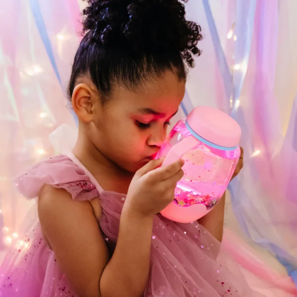 bubblegum pink sensory play jar