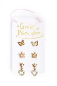 3 pair boutique royal crown stud earrings