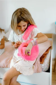 pinky promise furry fuchsia purse