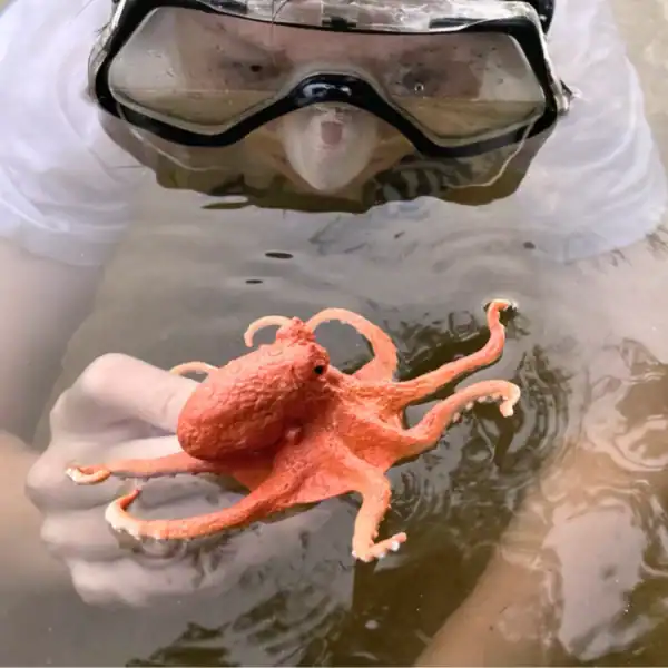 orange octopus figurine