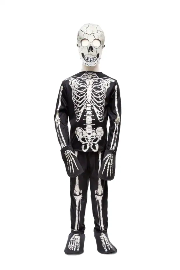 glow in the dark skeleton shirt, pants & mask