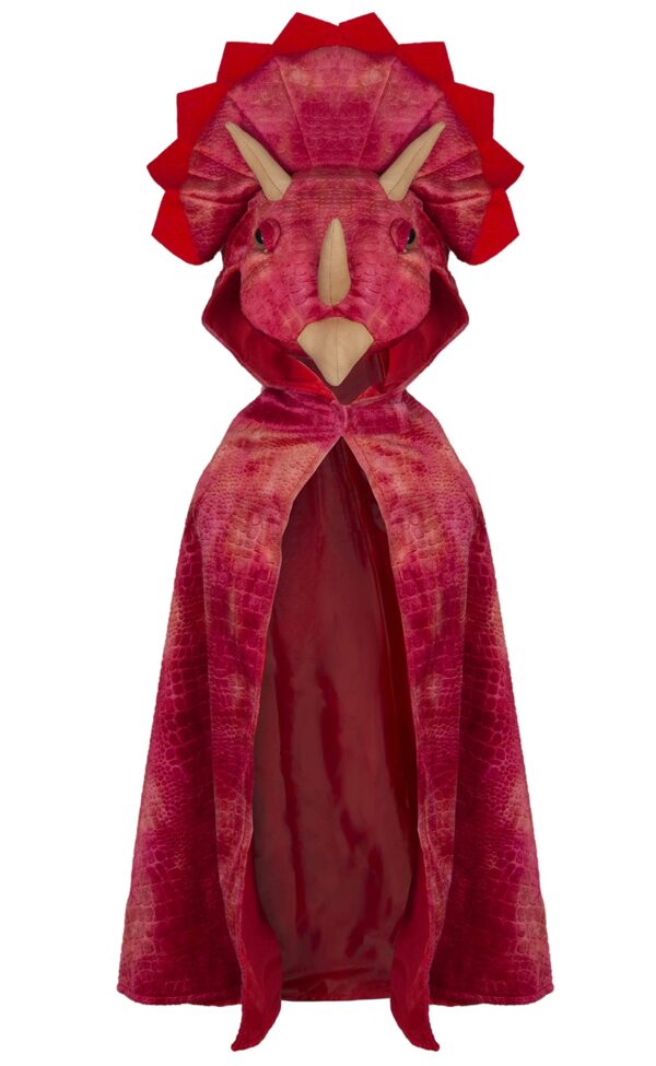red triceratops hooded cape size 4 5