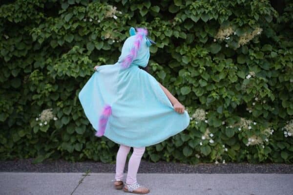 blue unicorn dragon reversible cape size 5 6