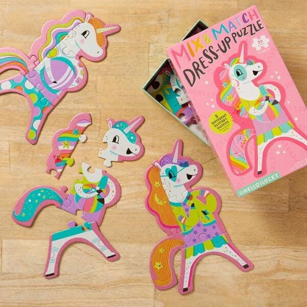 25 piece mix + match unicorn dress up puzzle